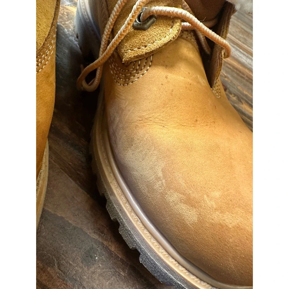 Timberland Womens 8329R Wheat Waterproof Teddy Fleece Fold Down Boots Size 7M